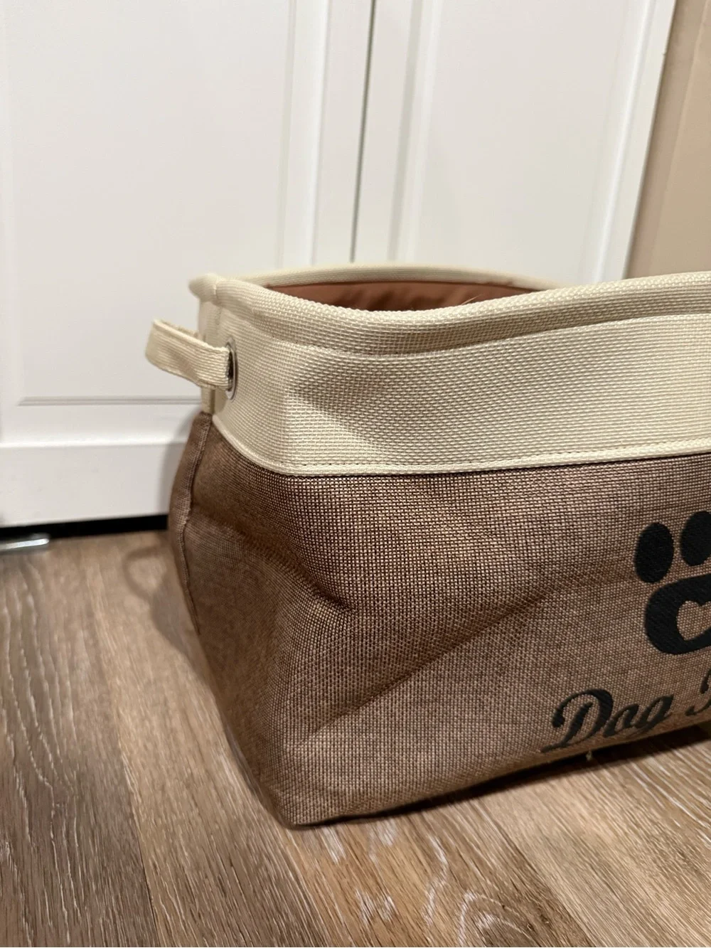 Pet Paws Brown & Cream Collapsible Storage Bin - Home Organization Basket